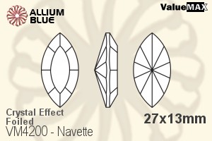 ValueMAX Navette Fancy Stone (VM4200) 27x13mm - Crystal Effect With Foiling