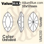 ValueMAX Navette Fancy Stone (VM4200) 32x17mm - Color Unfoiled