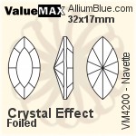 ValueMAX Navette Fancy Stone (VM4200) 32x17mm - Crystal Effect With Foiling