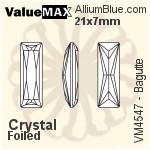 ValueMAX Princess Baguette Fancy Stone (VM4547) 21x7mm - Clear Crystal With Foiling