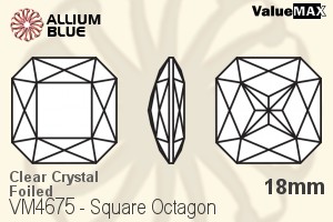 ValueMAX Square Octagon Fancy Stone (VM4675) 18mm - Clear Crystal With Foiling