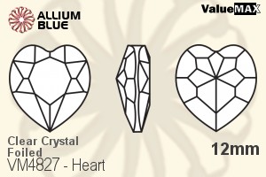 ValueMAX Heart Fancy Stone (VM4827) 12mm - Clear Crystal With Foiling