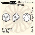 ValueMAX Angled Cube Fancy Stone (VM4841) 8mm - Clear Crystal With Foiling