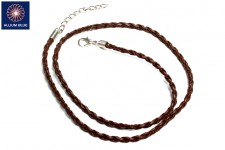 Braided Leatherette Chain, 3mm Diameter Necklace, Braided PU Leather, White, 18inch