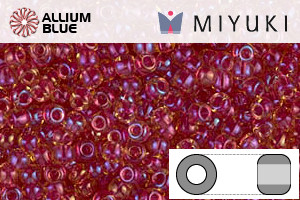 MIYUKI Round Rocailles Seed Beads (RR11-0363) 11/0 Small - Light Cranberry Lined Topaz Luster