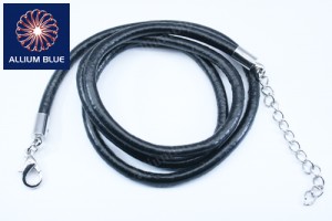 Leather Chain, 3mm Diameter Necklace, Leather, Black, 18inch