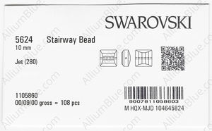 SWAROVSKI 5624 10MM JET factory pack