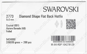 SWAROVSKI 2773 5X3MM CRYSTAL AB M HF factory pack