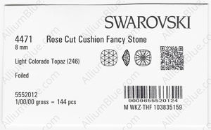 SWAROVSKI 4471 8MM LIGHT COLORADO TOPAZ F factory pack