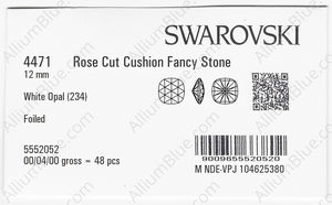 SWAROVSKI 4471 12MM WHITE OPAL F factory pack