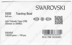 SWAROVSKI 5500 9X6MM LIGHT COLORADO TOPAZ SHIMMER2 factory pack