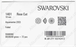 SWAROVSKI 1401 10MM AQUAMARINE F factory pack