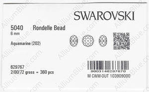 SWAROVSKI 5040 6MM AQUAMARINE factory pack